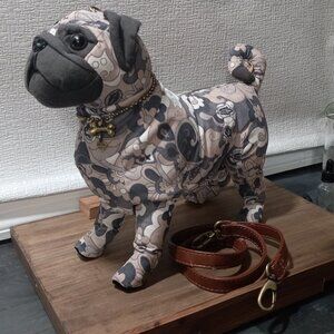 Vtg. Fuzzy Nation’s Poochie Pug Dog Handbag Blue/Gray Retro Paisley